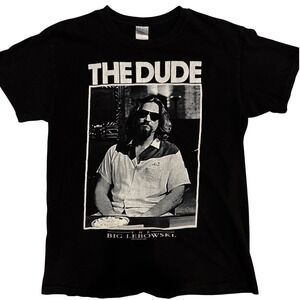 The Big Lebowski The Dude Graphic T-Shirt Mens Medium Black M&O Knits Movie Tee